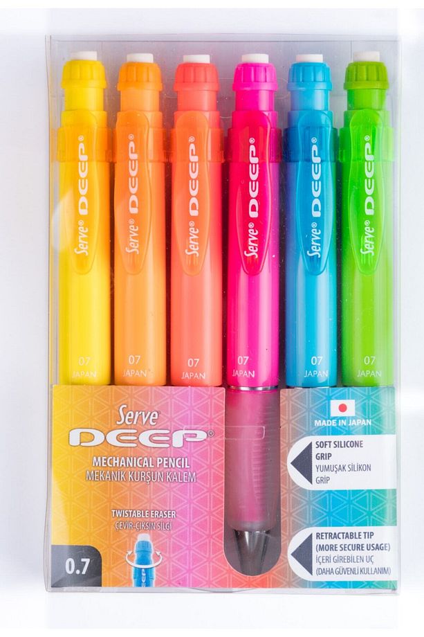 Deep 0.7 Mm Mekanik Kurşun Kalem Fosforlu - 6lı Set - 1