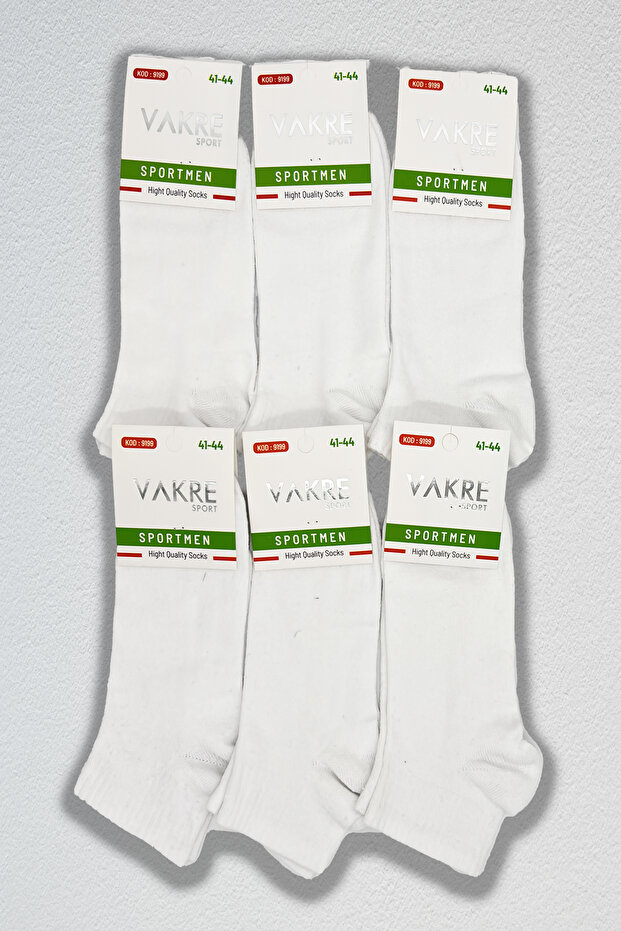 Men's 9199 Vakre White Booties Socks 6 Pairs