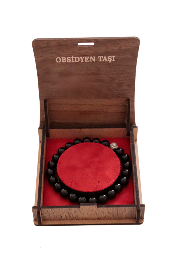 8 mm Obsidian Natural Stone Bracelet – Shield on Negative Energy, Stylish Gift Box