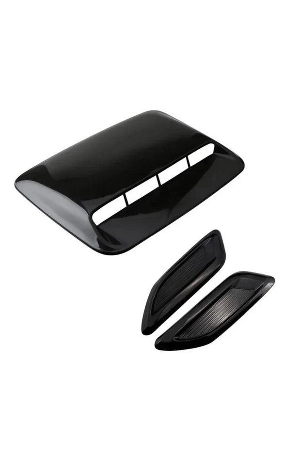 3PCS black Air Outlet Cover Decoration Trim Universal Plastic Car Hood Scoop Fake Air Flow Intake Ve