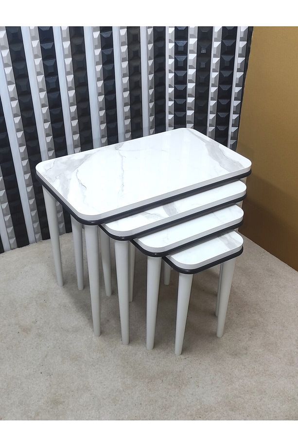 4 lü MDF ahşap zigon sehpa takımı ,dörtlü ahşap modern zigon sehpa - 1