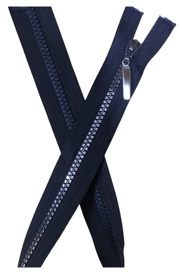 75 cm Silver Color Metal Look Black Bone Zipper 1 Piece