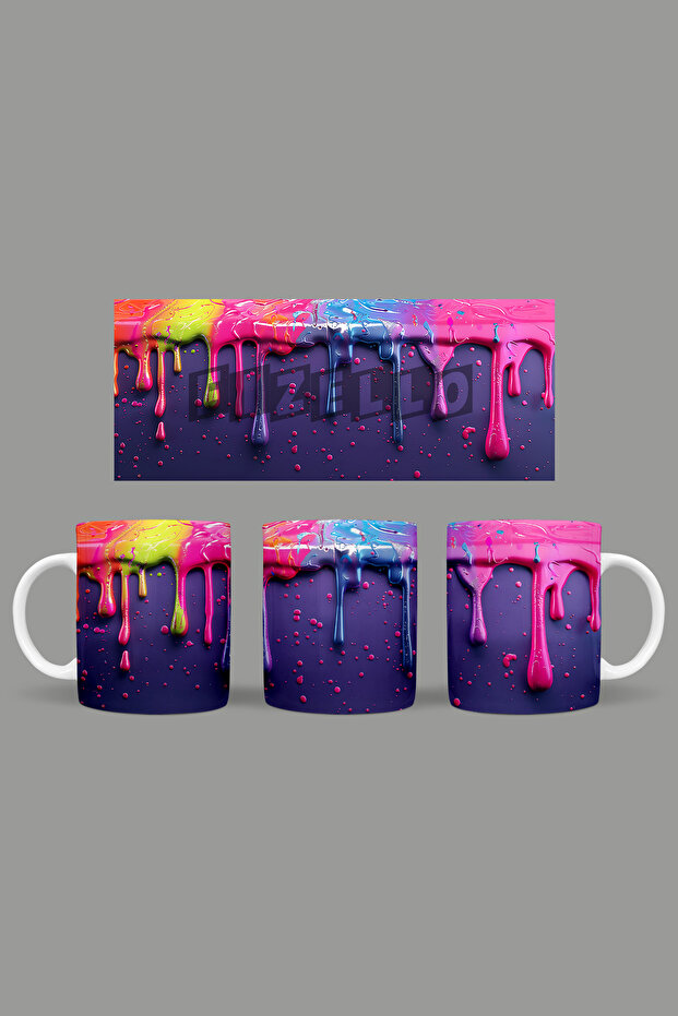 Colorful Drops Themed Flowing Paints - Cup Gift Presentation Dowry Holder