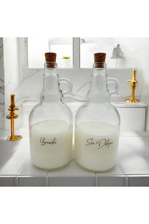 Mantar Kapaklı Sıvı Deterjan ve Yumuşatıcı 1000ML(Şeffaf Etiket) - 1