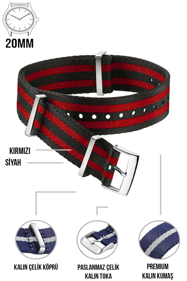 20mm Nato Textile Cloth Watch Band - Fossil-Welder-Casio-Seiko-Omega-Armani Compatible F39Xwds-20