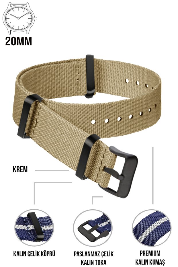 20mm Nato Textile Cloth Watch Band - Fossil-Welder-Casio-Seiko-Omega-Armani Compatible F39Xwds-20