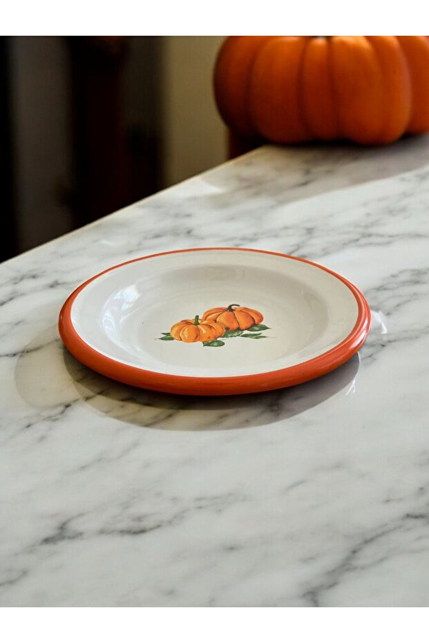 4 Adet 20CM Emaye Yemek Tabağı, Servis Tabağı, Emaye Tabak, Meze Tabağı, Sunum, Meyve, Marine Set - 2