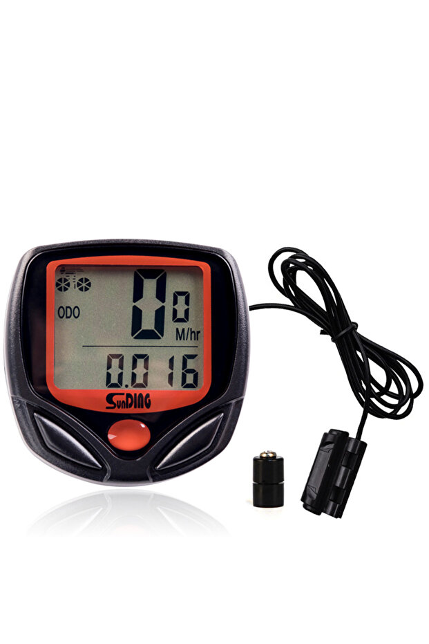 Red-1pc Bicycle Speedometer Bike Code Table Multifunction Waterproof Stopwatch Bicycle MTB Odometer