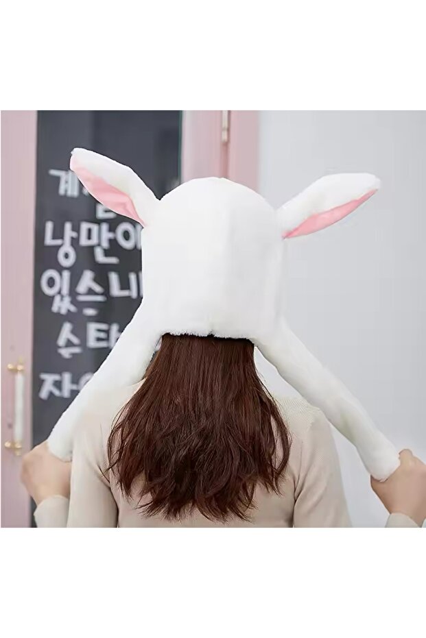 Rabbit Hat Moving Ears White - 2