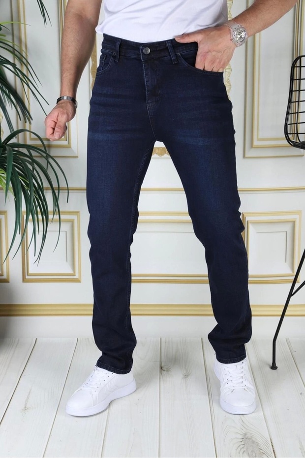 Men's Dark Blue Color Regular Fit Comfortable Cut Flexible Lycra Denim Jeans Stylish Denim Trousers