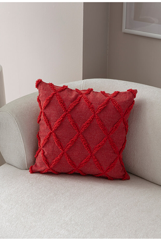 Single Decorative Polka Dot Linen Fabric Throw Pillow Cover 43X43 Pink