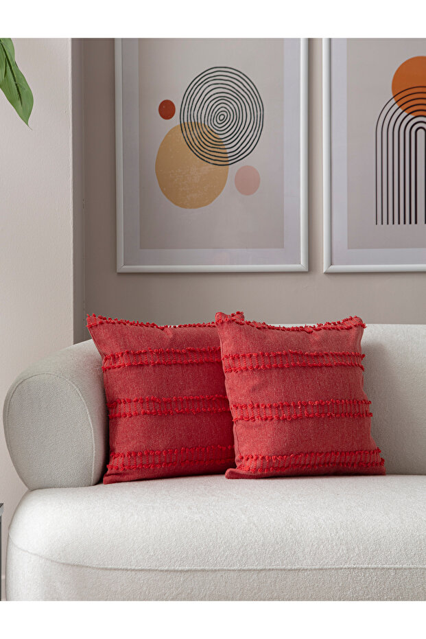 Double Decorative Polka Dot Linen Fabric Throw Pillow Cover 43X43 Pink