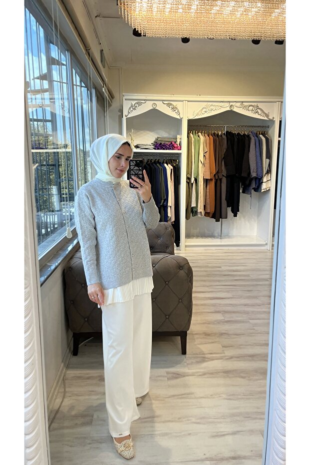 İnvee 6939 Knitwear Cardigan - Gray