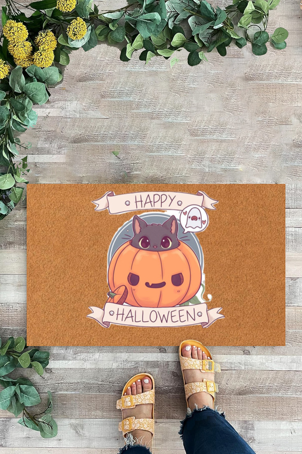 Happy Halloween Pumpkin Door Mat