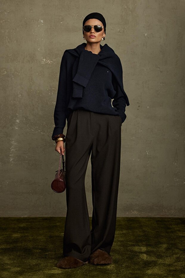 Lacivert Caroline Basic İnce Kazak - 1