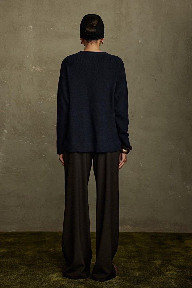 Lacivert Caroline Basic İnce Kazak - 3