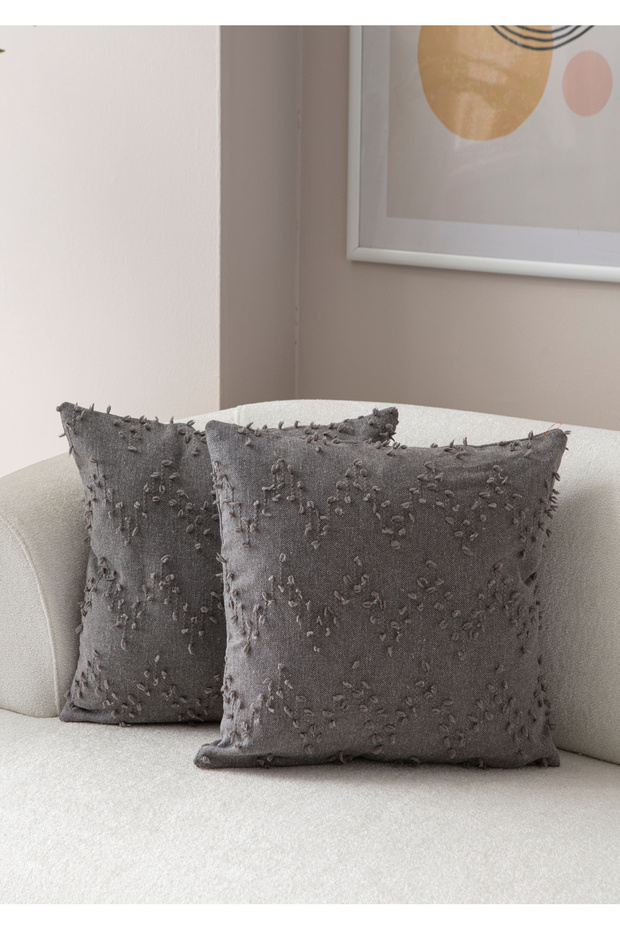 Double Decorative Polka Dot Linen Fabric Throw Pillow Cover 43X43 Gray