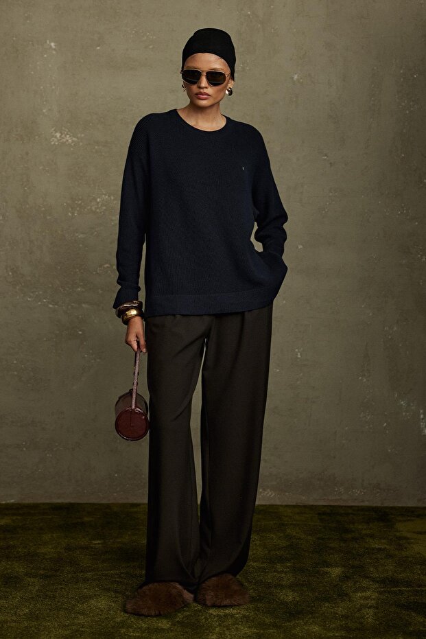 Lacivert Caroline Basic İnce Kazak - 4