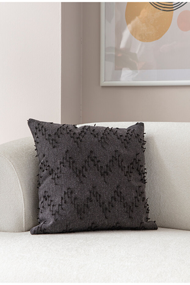 Single Decorative Polka Dot Linen Fabric Throw Pillow Cover 43X43 Black