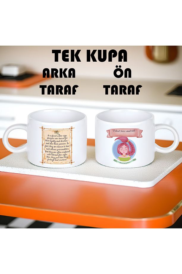 Akrep Burcu (Scorpio) İngilizce Porselen Kupa Bardak Küçük Boy 150 ml Tek Adet - 4