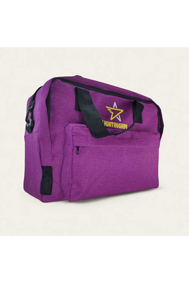 35 Liter 3 Pocket Travel Sport Sightseeing Water Resistant Long Strap Cabin Size Purple Shoulder Handbag
