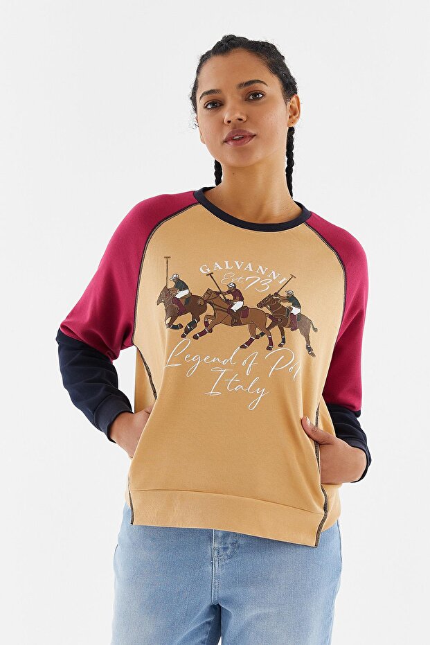 Kadın Bej Sweatshırt - Vıtan Sand Multı - 1