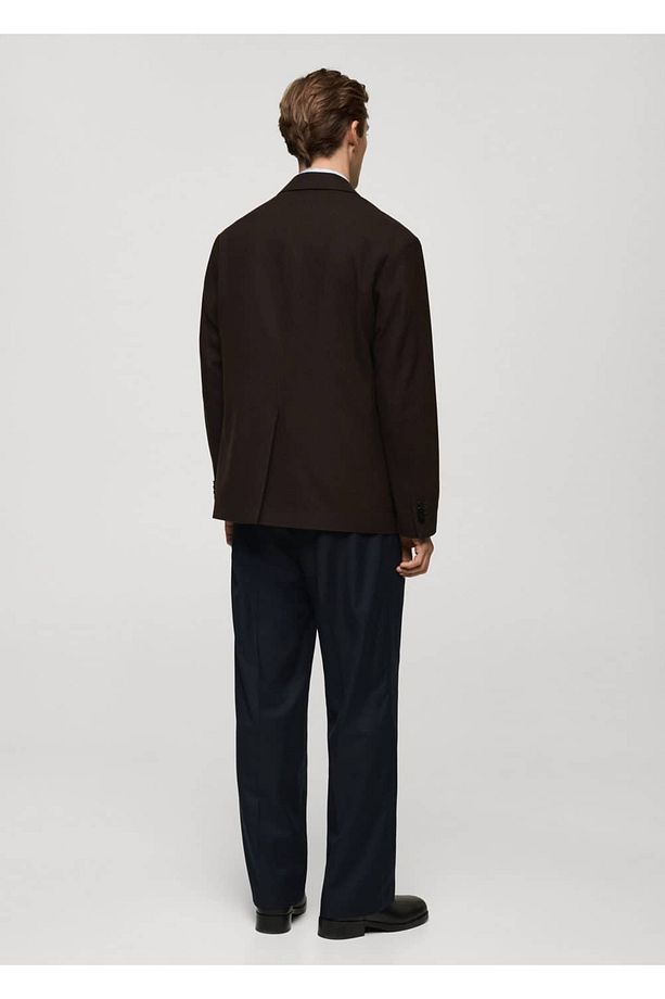 Regular kesim geri dönüştürülmüş yün blazer ceket - 4