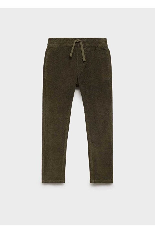 Beli elastik fitilli kadife pantolon - 1