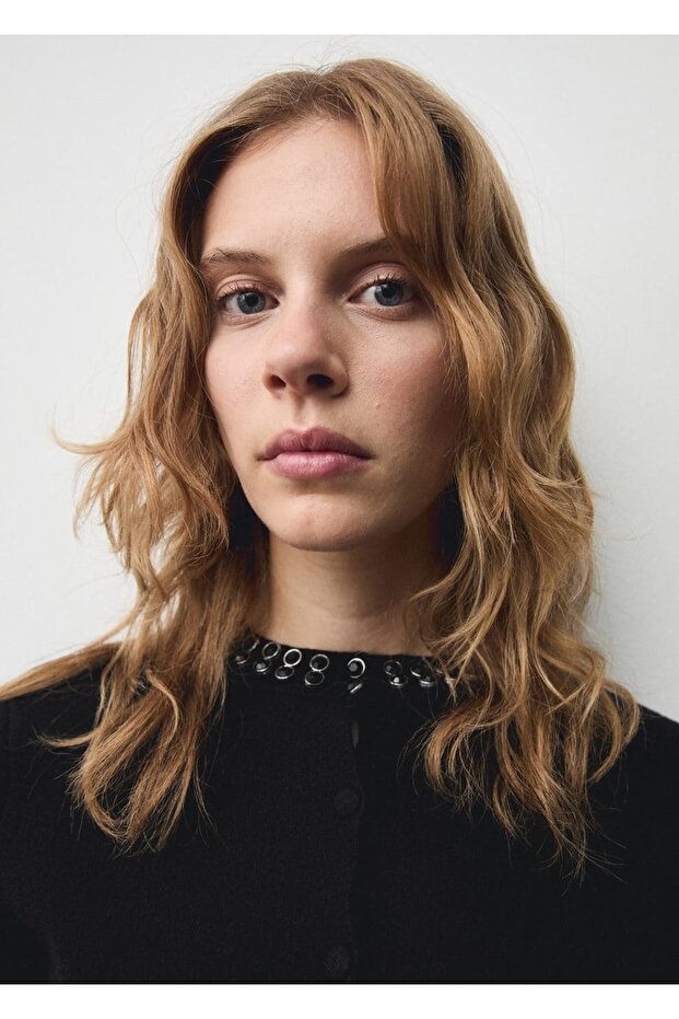 Strickjacke mit Steinkragen - 7