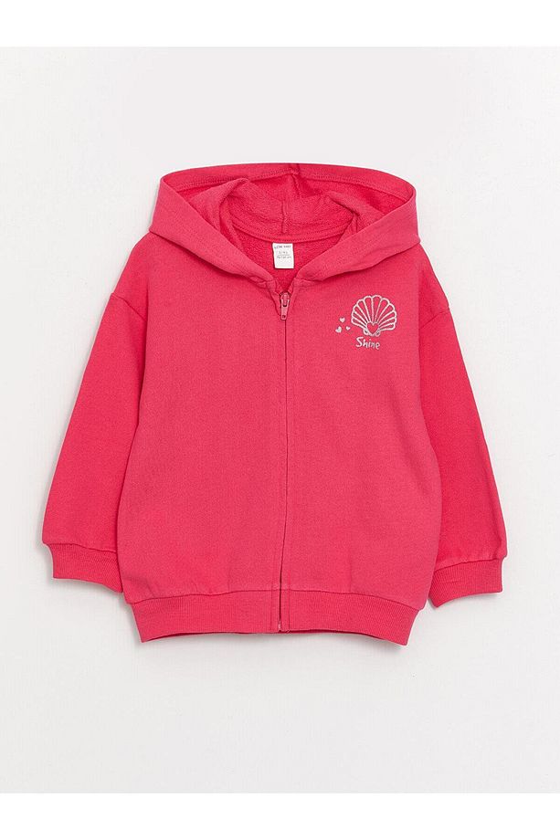 LCW baby Kapüşonlu Uzun Kollu Kız Bebek Fermuarlı Sweatshirt - 4