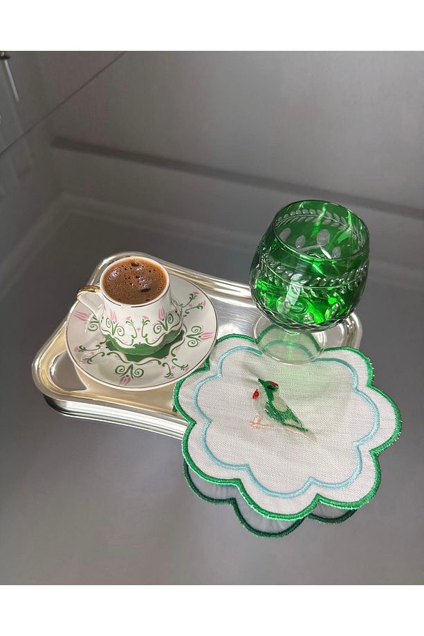 Pip Studio Kuşlu Kokteyl Peçete Tekli Yeşil - 1