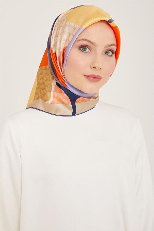 وشاح حريري منقوش بالزهور 24Ya9119 14 32