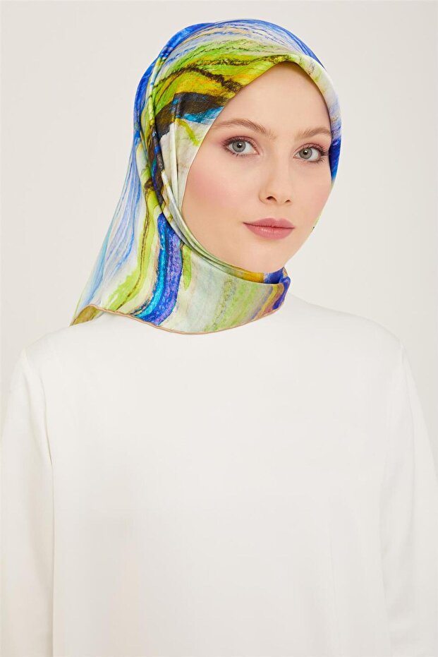 وشاح حريري منقوش بنمط تجريدي 24Ya9102 52 83