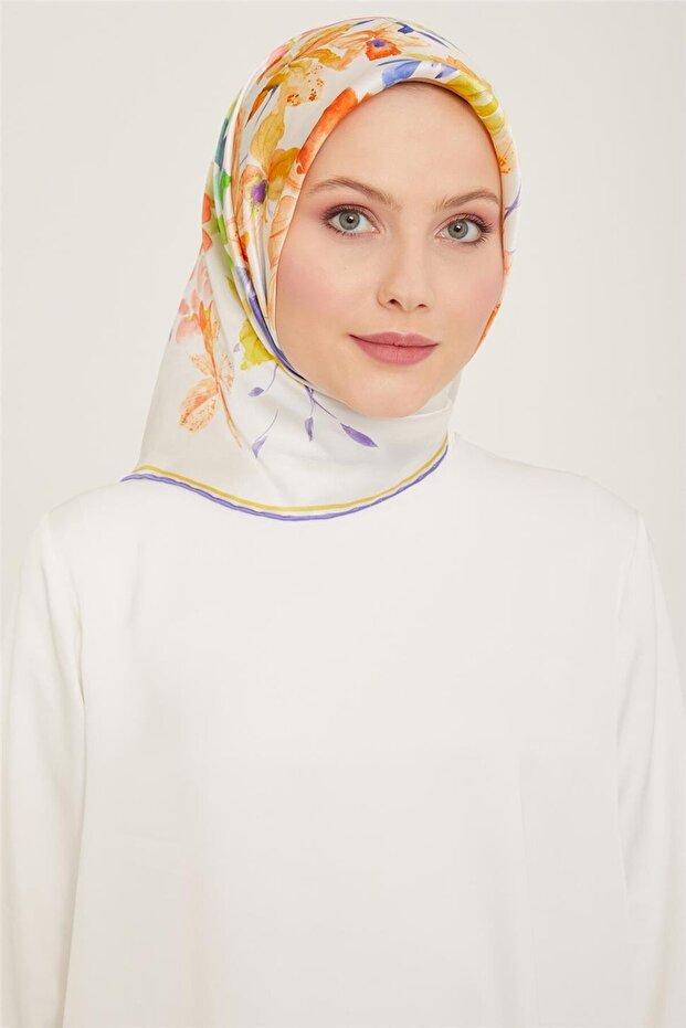 Floral Print Twill Silk Scarf 24Ya9127 51 03