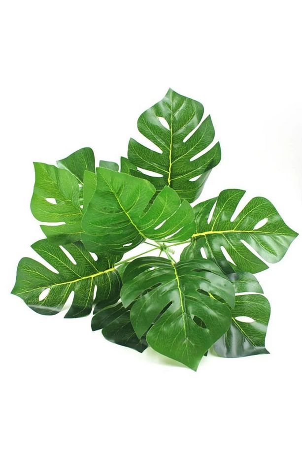 Yapay Çiçek Demet Monstera 35cm 5 Dal 10 Yaprak Yapay Bitki Dekoratif Vazo Çiceği - 4
