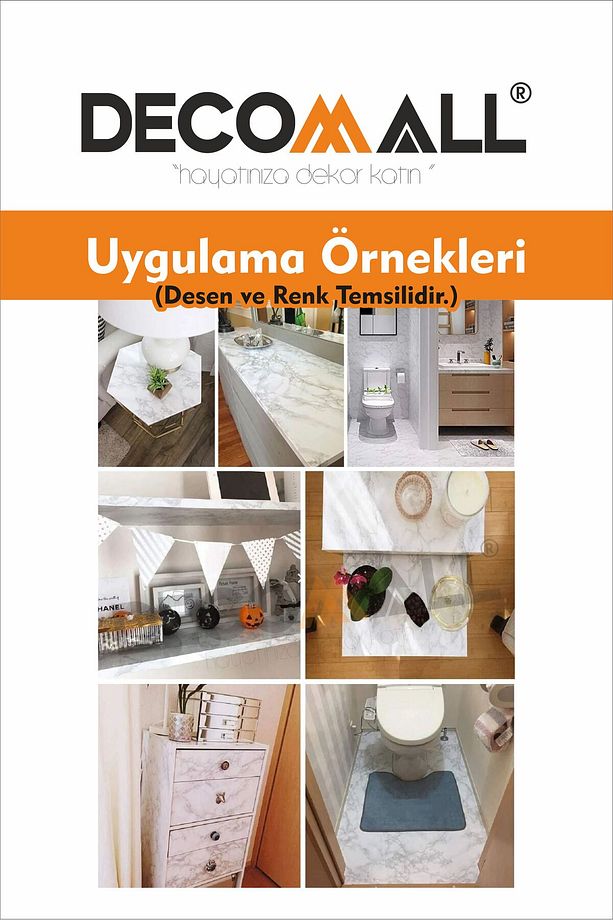 Code 59 Suya Dayanıklı Mutfak Banyo Zemin Mermer Mobilya Fayans Yapışkanlı Folyo Kaplama - 6