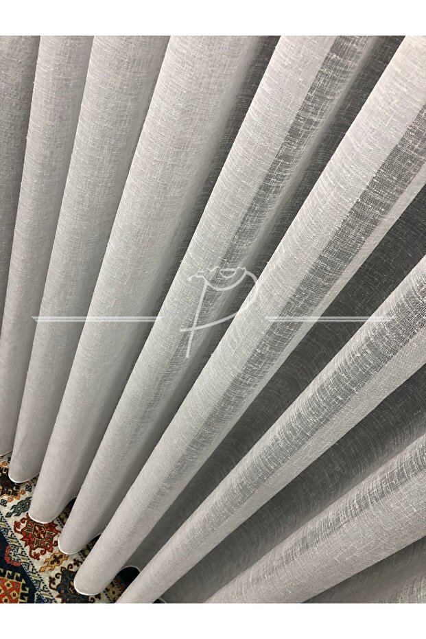 Natural Linen Plain Tulle Curtain, Draped, Wrinkle-Free, Well-Liked Tulle, All-Background Curtain, Dense Pleats for Sunshade.