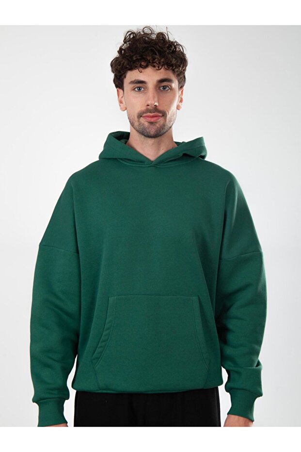 Basic Erkek Oversize Hoodie - 1