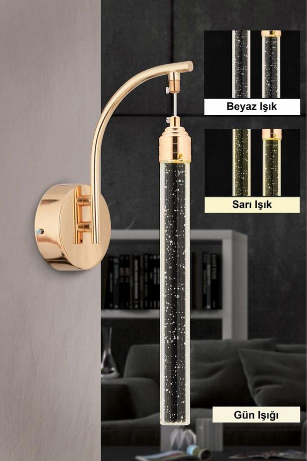 İstanbul Avize Aplik Rosa Tekli Gold Ledli Modern Lüx Aplik - 1