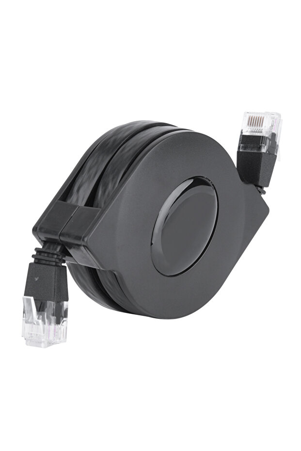 كابل شبكة LAN أسود قابل للتعديل والسحب من نوع CAT6 RJ45 (2 متر)