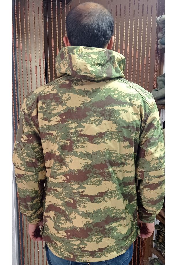 Kamuflaj Softshell Çok Cepli Kapişonlu İç Polarlı  TAktikal Mont - 3