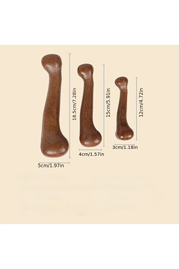 Brown 7.28inch Dog Durable Beef Flavored Chew Toy, Bone Shaped Dog Interactive Play Toy, Teeth Clean
