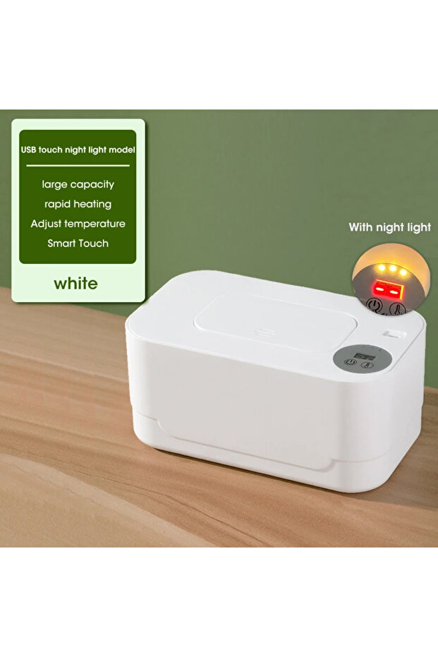 USB-White Baby Wet Wipe Heater Warmer with LED Display Wet Towel Dispenser Portable USB Baby Wipe Wa - 1