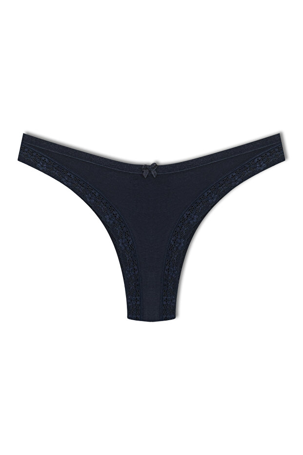 Cotton Front Leg Lace Detailed Brazilian Women's Panties