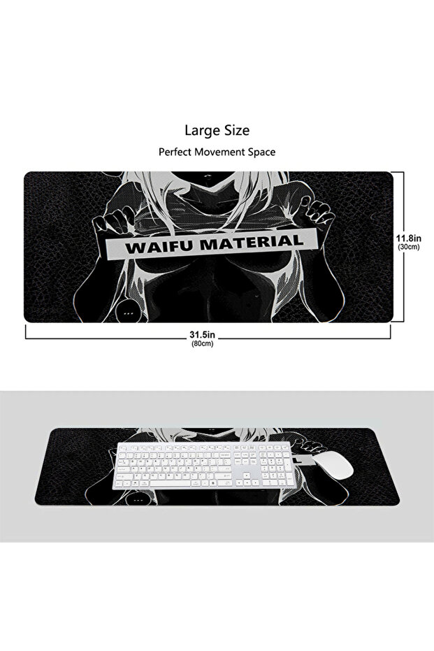 Mousepad Ahegao Hentai Rubber Mouse Pad Large Keyboard Mat Locking Edge Deskmat Extended Non-slip... - 5
