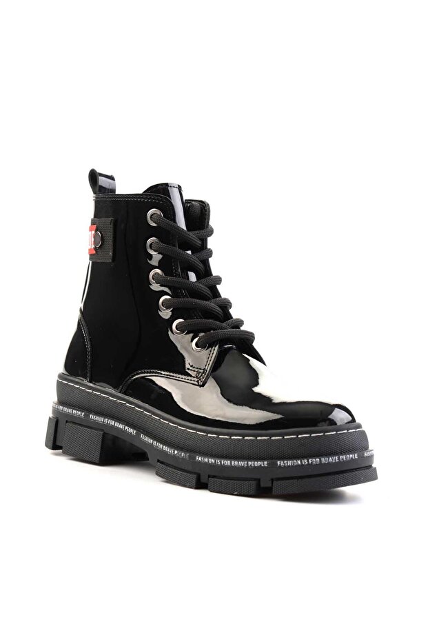 Siyah Rugan Kadın Bot & Bootie K02643163508 - 4