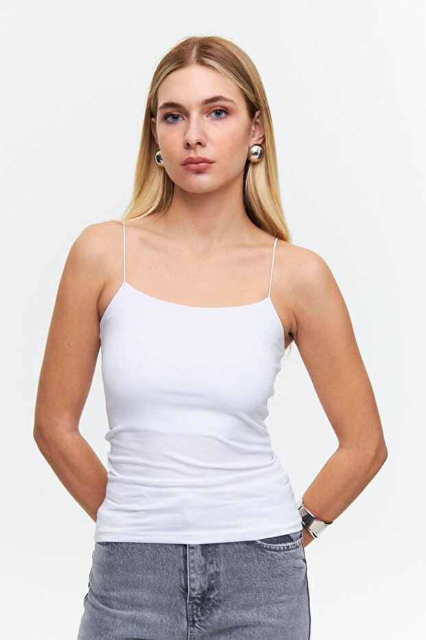 White Long Crop - Basic String Strap - 1
