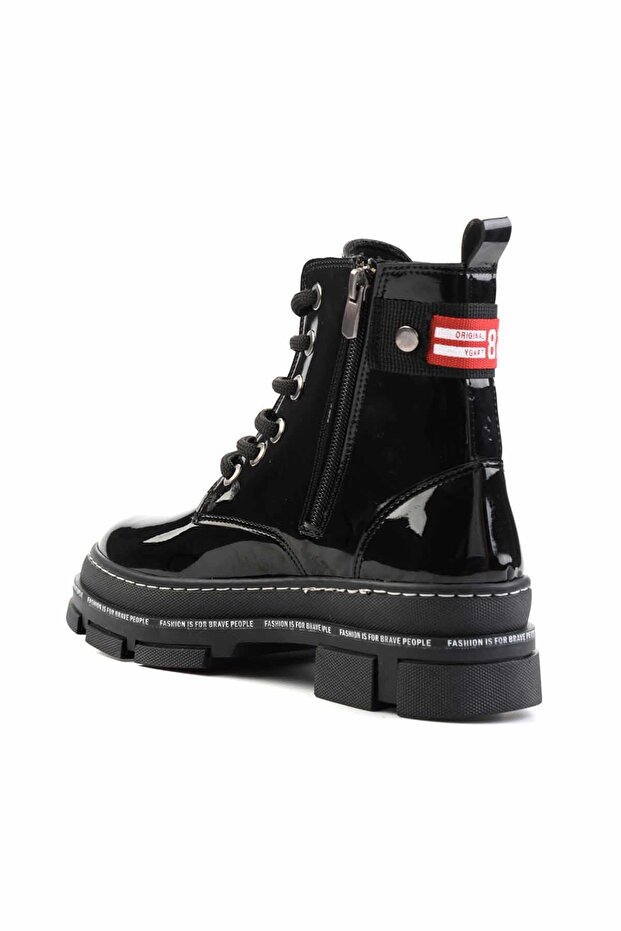 Siyah Rugan Kadın Bot & Bootie K02643163508 - 5