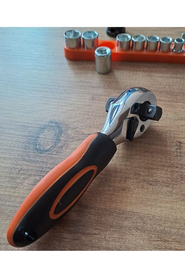 Fonksiyonel 1/2 ve 3/4 Cırcır Kollu Lokma seti 12 Parça Lokma Anahtar Takımı Somun Sökme adaptörlü - 4