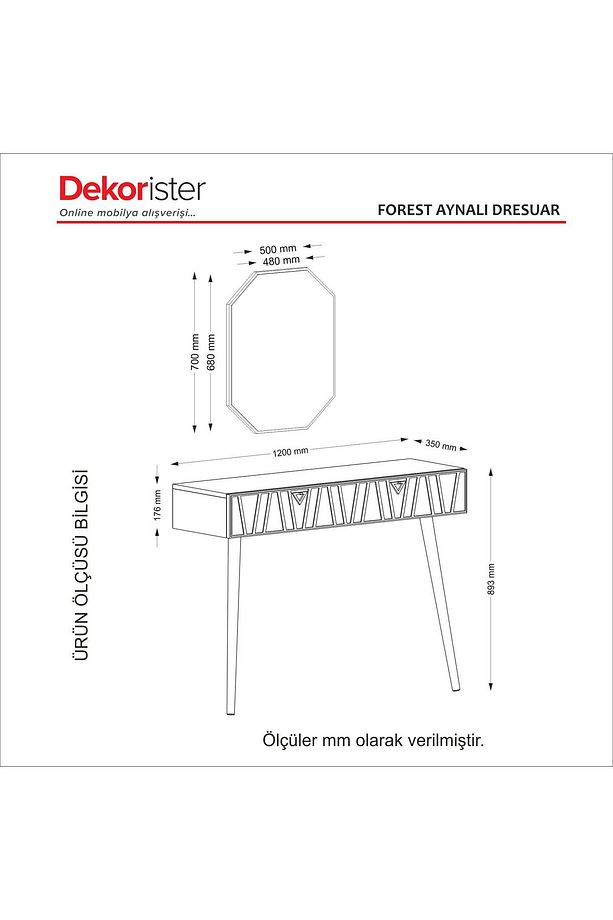 Exclusive Forest Aynalı Dresuar Ceviz - Sardunya - 8